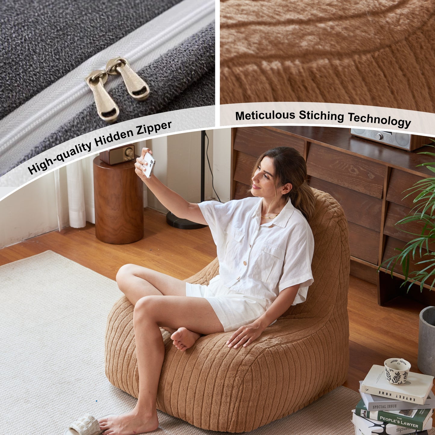 Shell-Shaped Bean Bag Chair – For Adults and Kids, Available in 4 Colors