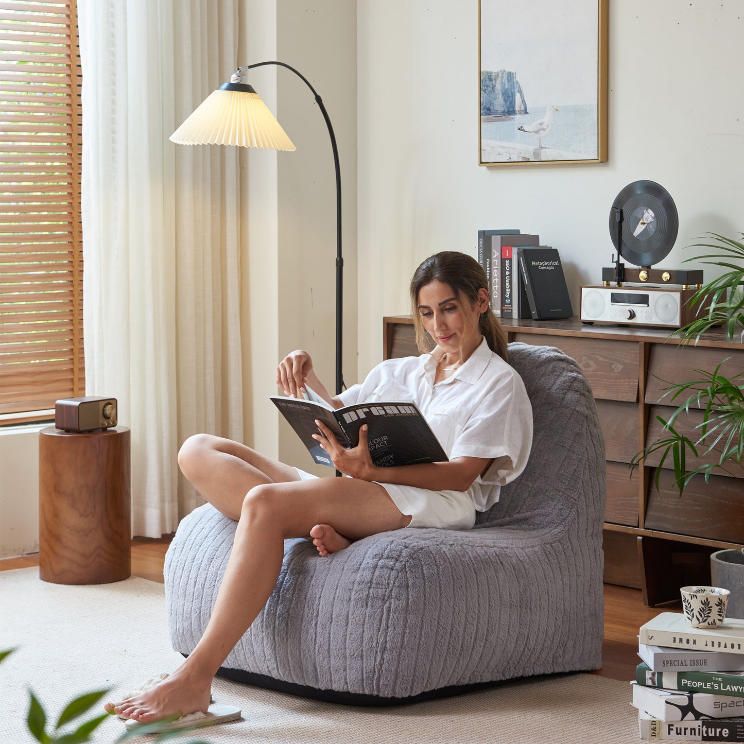 Shell-Shaped Bean Bag Chair – For Adults and Kids, Available in 4 Colors