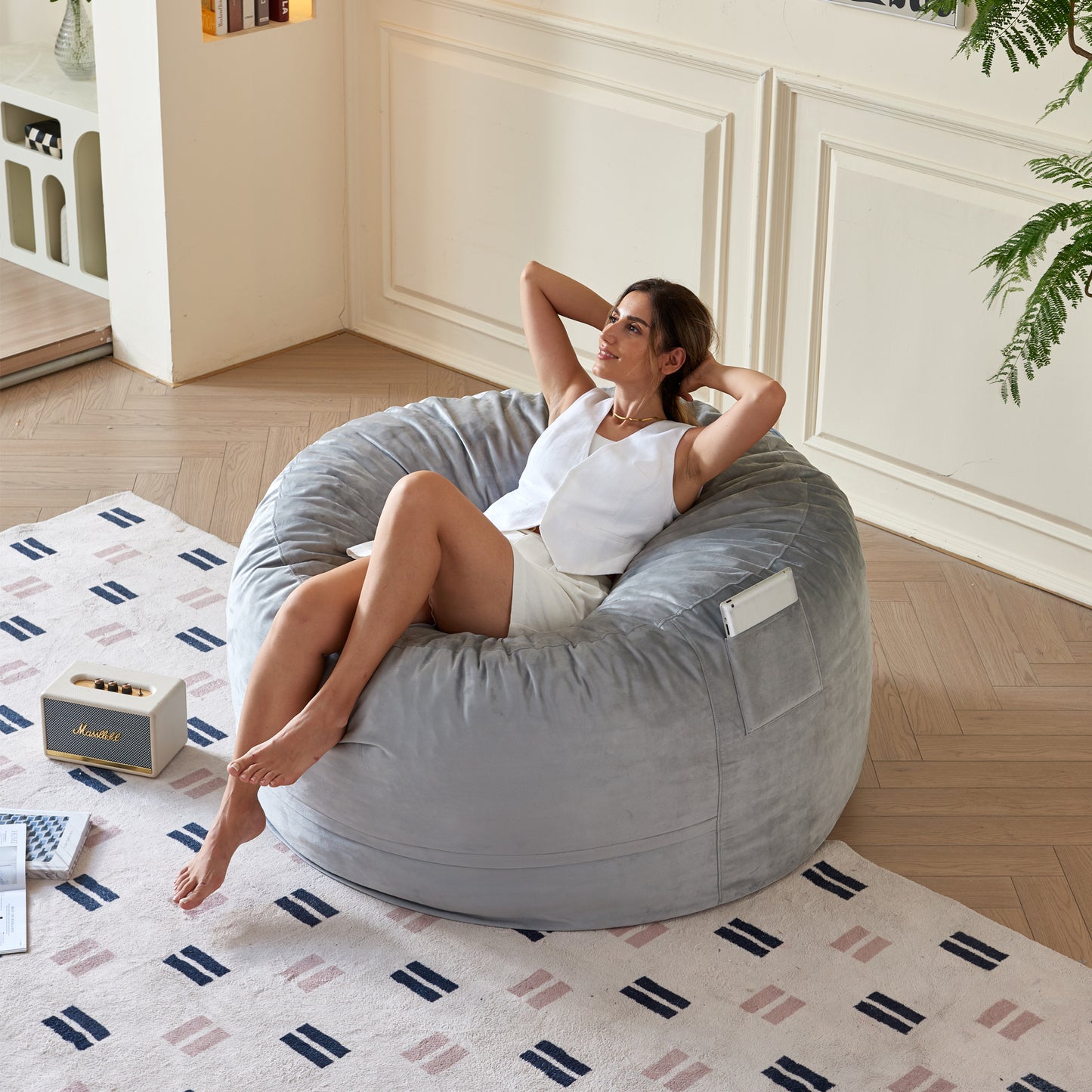 Comfy Soft Bean Bag Ottoman with High-Density Foam – Available in 2 Colors & Sizes