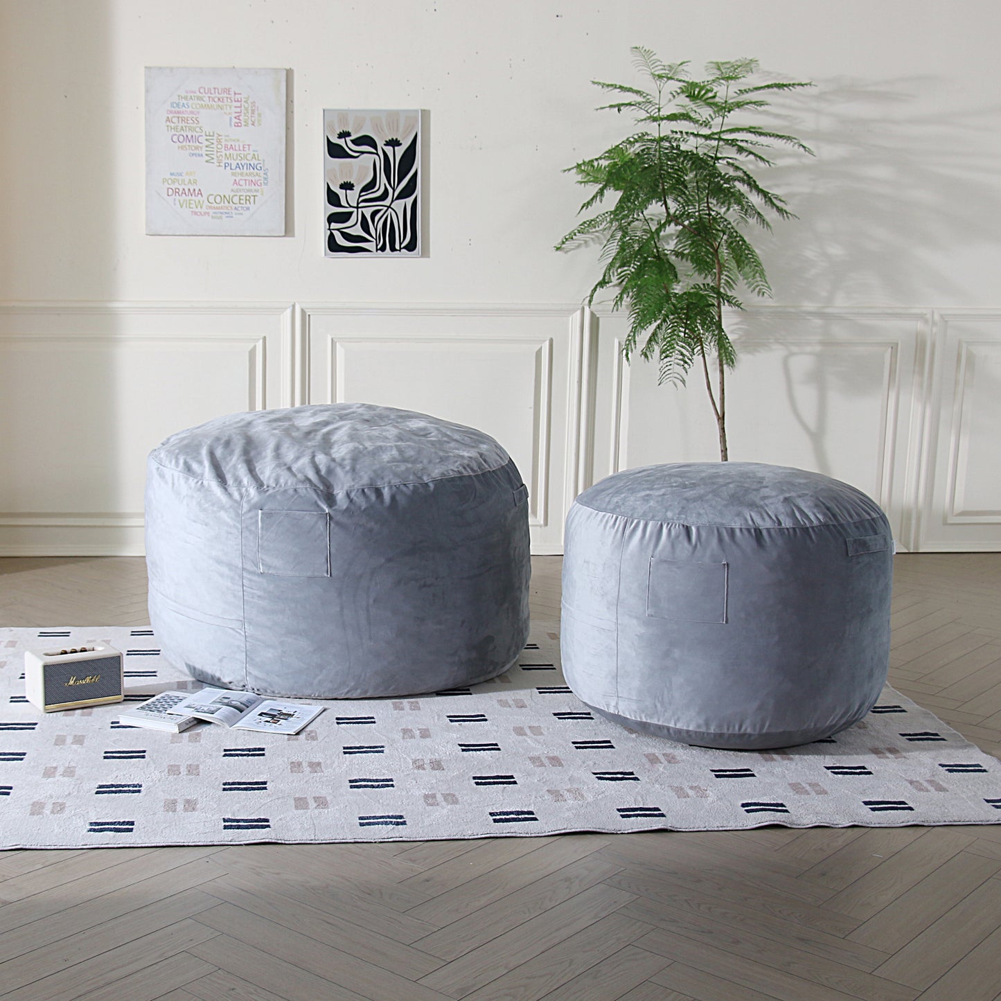 Comfy Soft Bean Bag Ottoman with High-Density Foam – Available in 2 Colors & Sizes