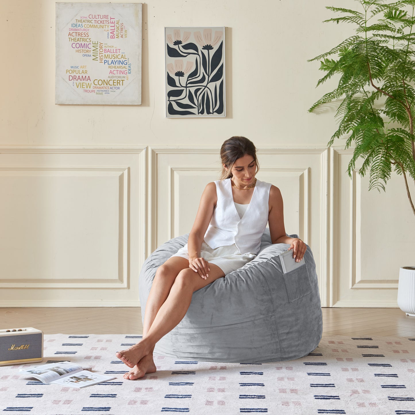 Comfy Soft Bean Bag Ottoman with High-Density Foam – Available in 2 Colors & Sizes