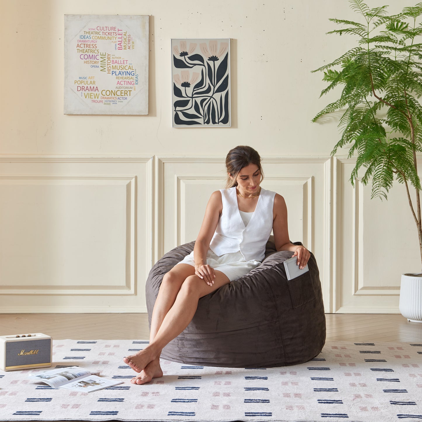 Comfy Soft Bean Bag Ottoman with High-Density Foam – Available in 2 Colors & Sizes