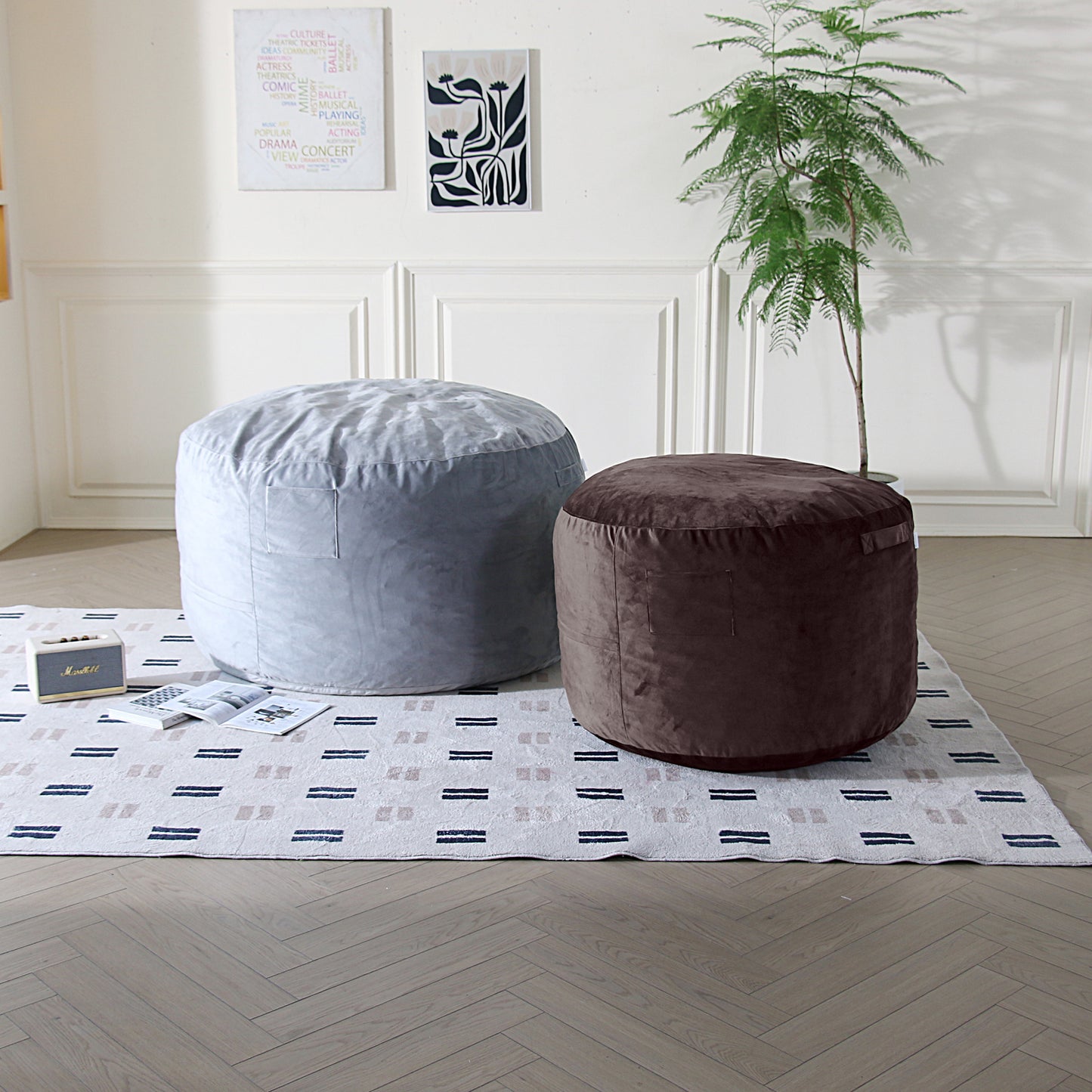 Comfy Soft Bean Bag Ottoman with High-Density Foam – Available in 2 Colors & Sizes