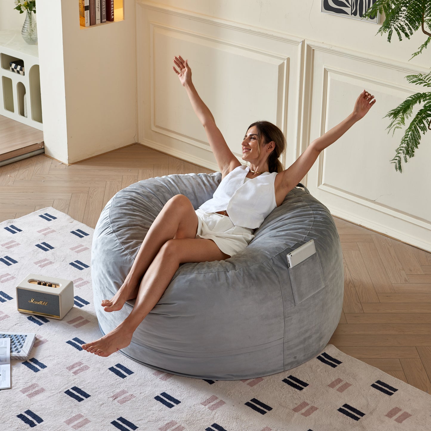 Comfy Soft Bean Bag Ottoman with High-Density Foam – Available in 2 Colors & Sizes