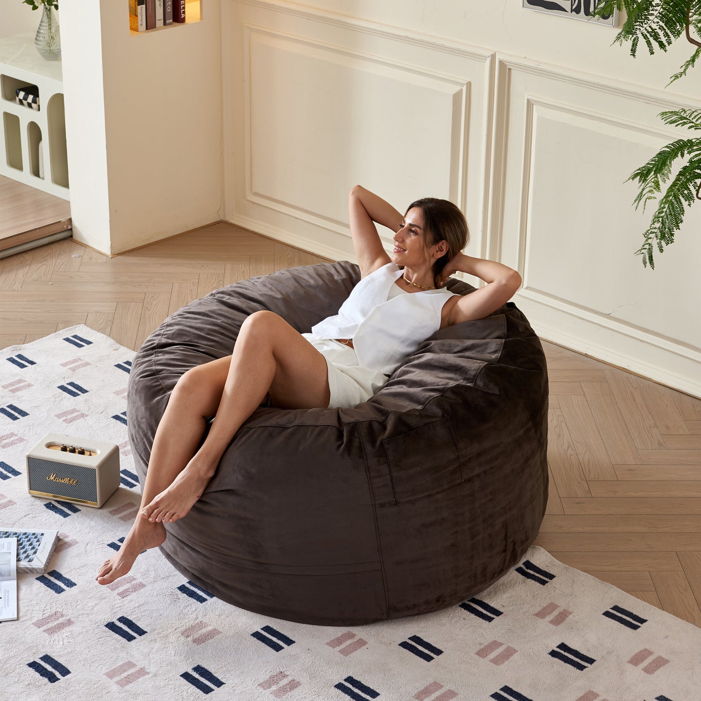 Comfy Soft Bean Bag Ottoman with High-Density Foam – Available in 2 Colors & Sizes