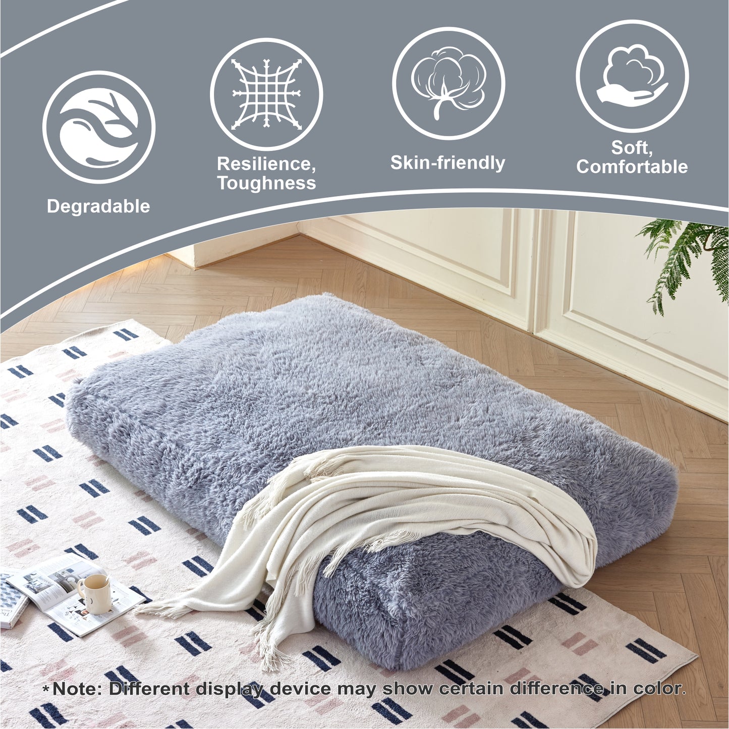 Convertible Bean Bag Bed with Washable Cover – Available in Grey and Pink