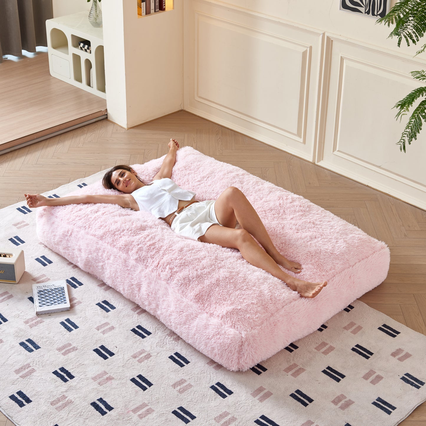 Convertible Bean Bag Bed with Washable Cover – Available in Grey and Pink