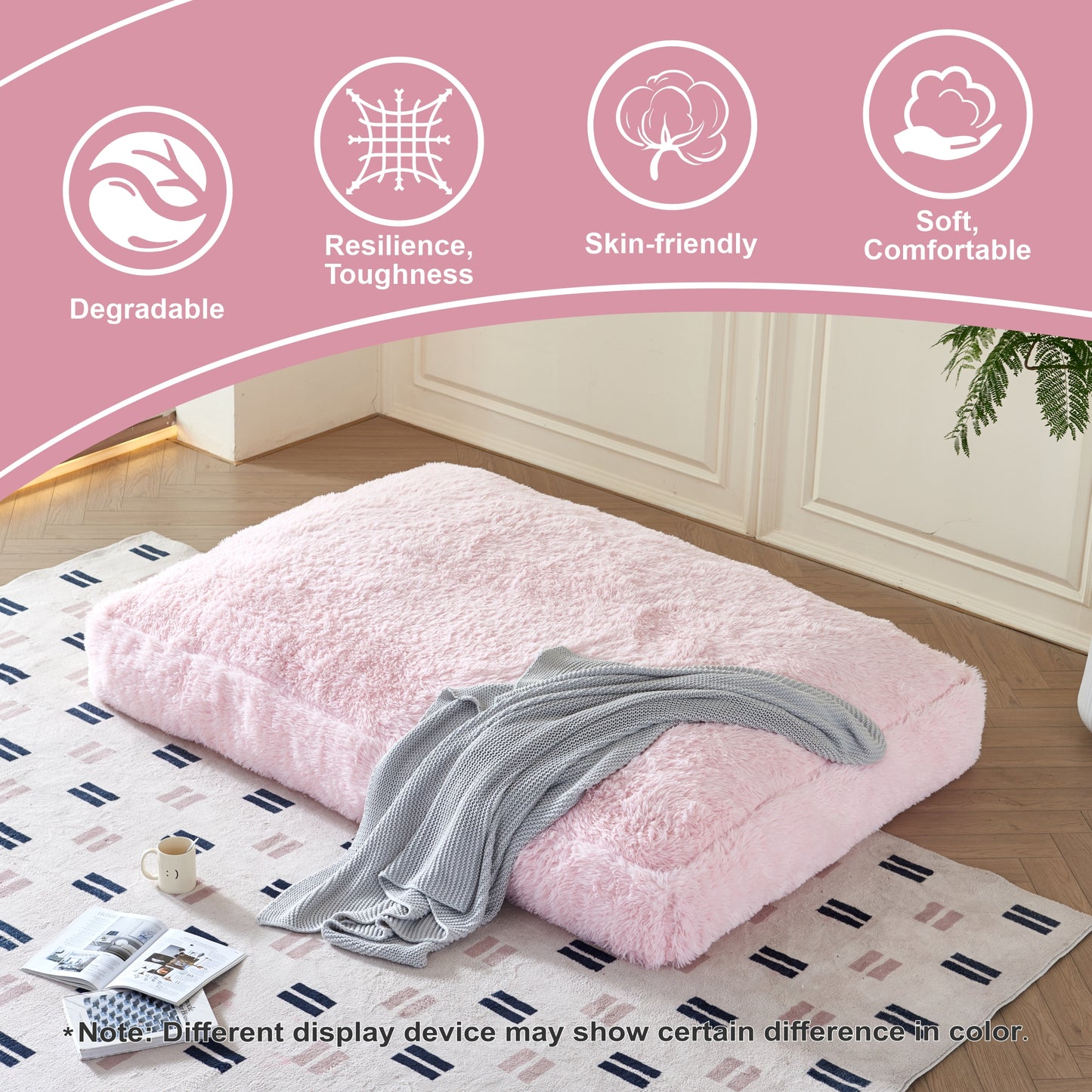 Convertible Bean Bag Bed with Washable Cover – Available in Grey and Pink