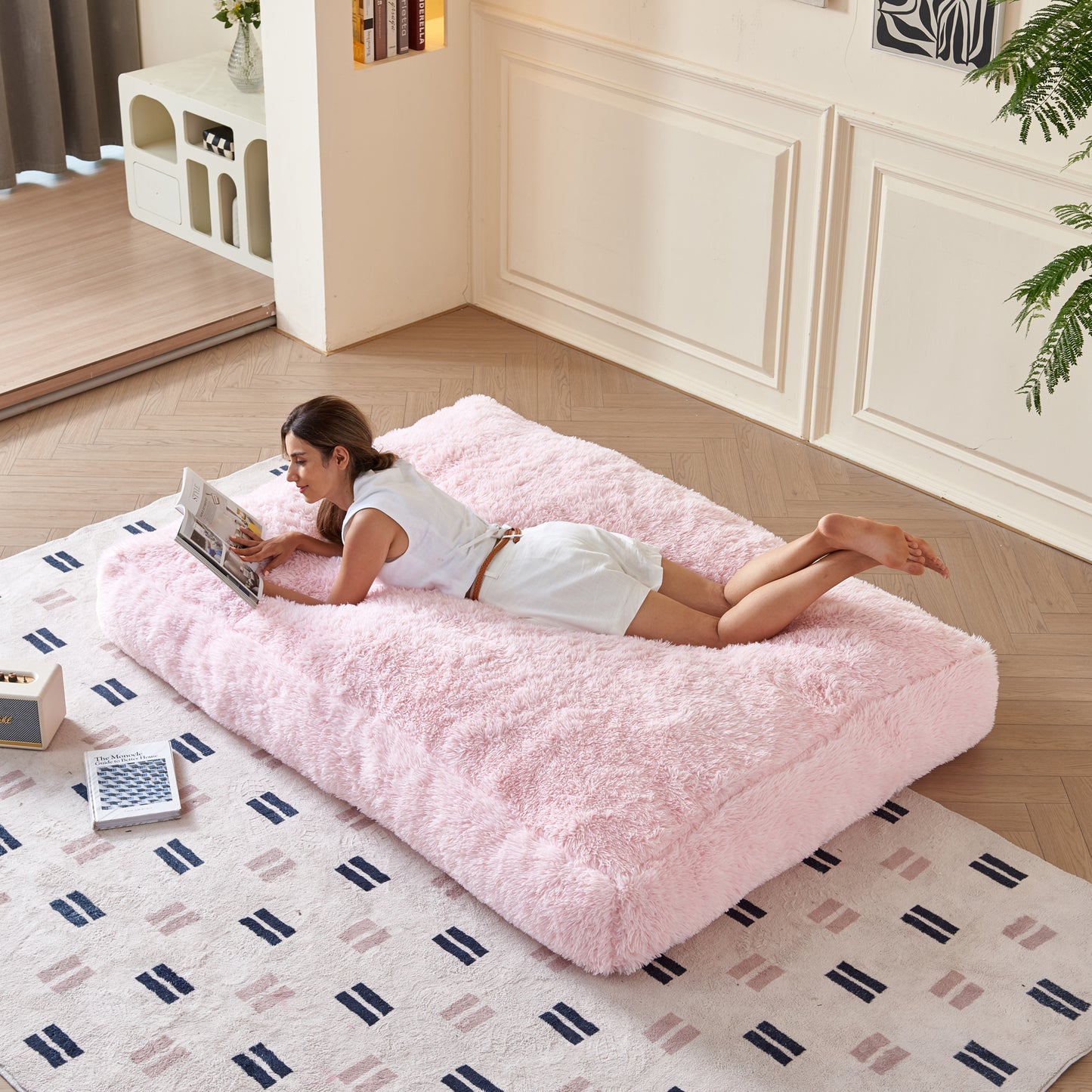 Convertible Bean Bag Bed with Washable Cover – Available in Grey and Pink