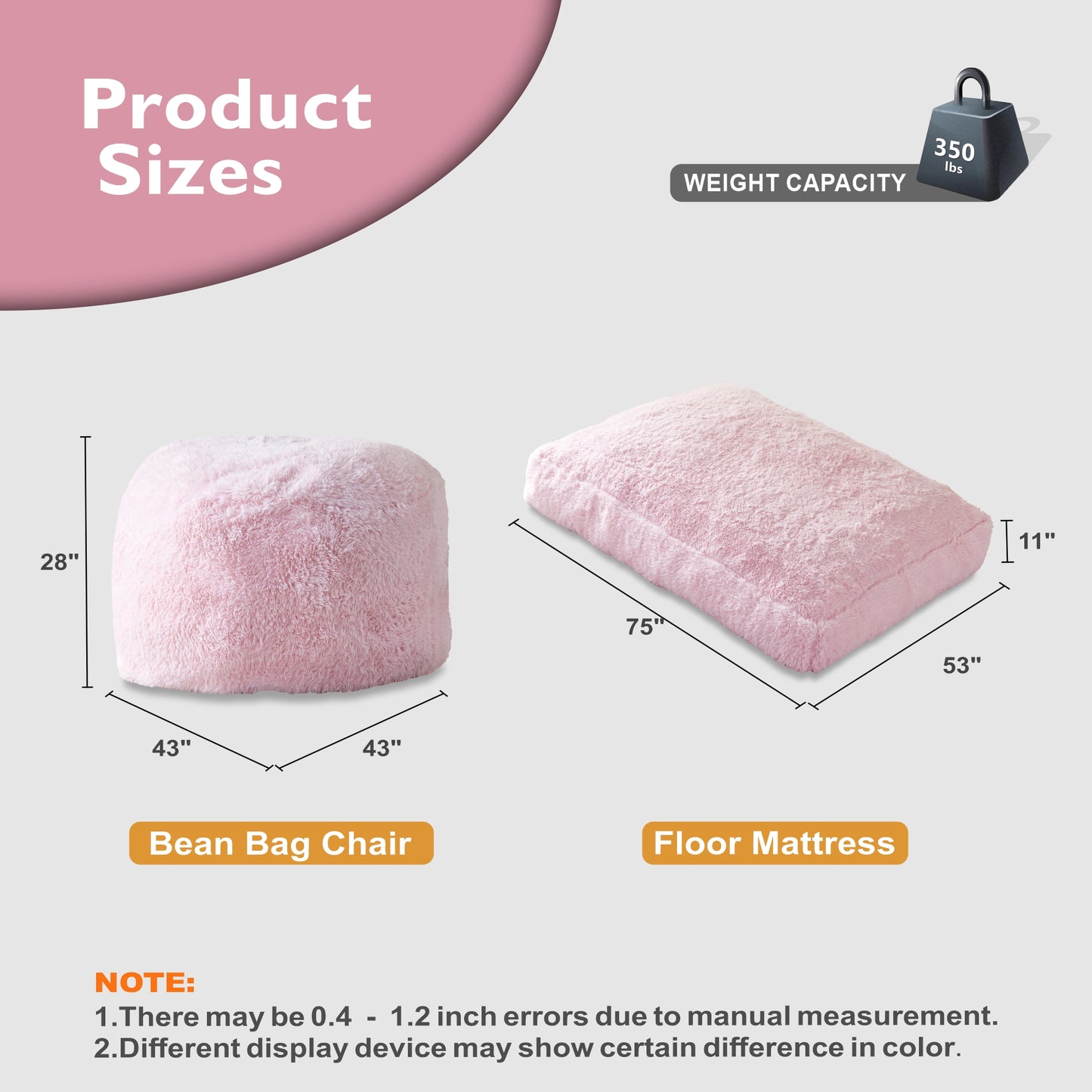 Convertible Bean Bag Bed with Washable Cover – Available in Grey and Pink