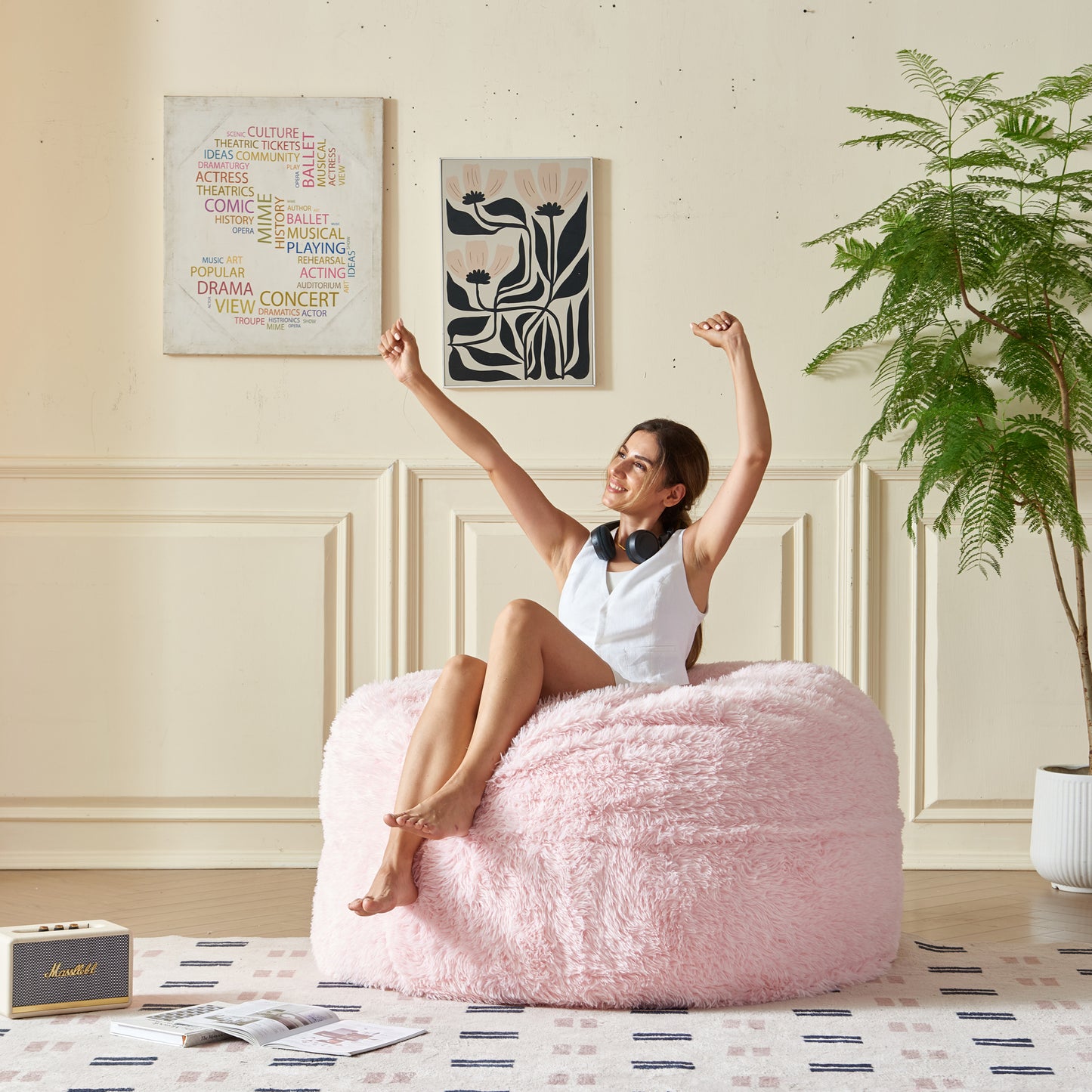 Convertible Bean Bag Bed with Washable Cover – Available in Grey and Pink
