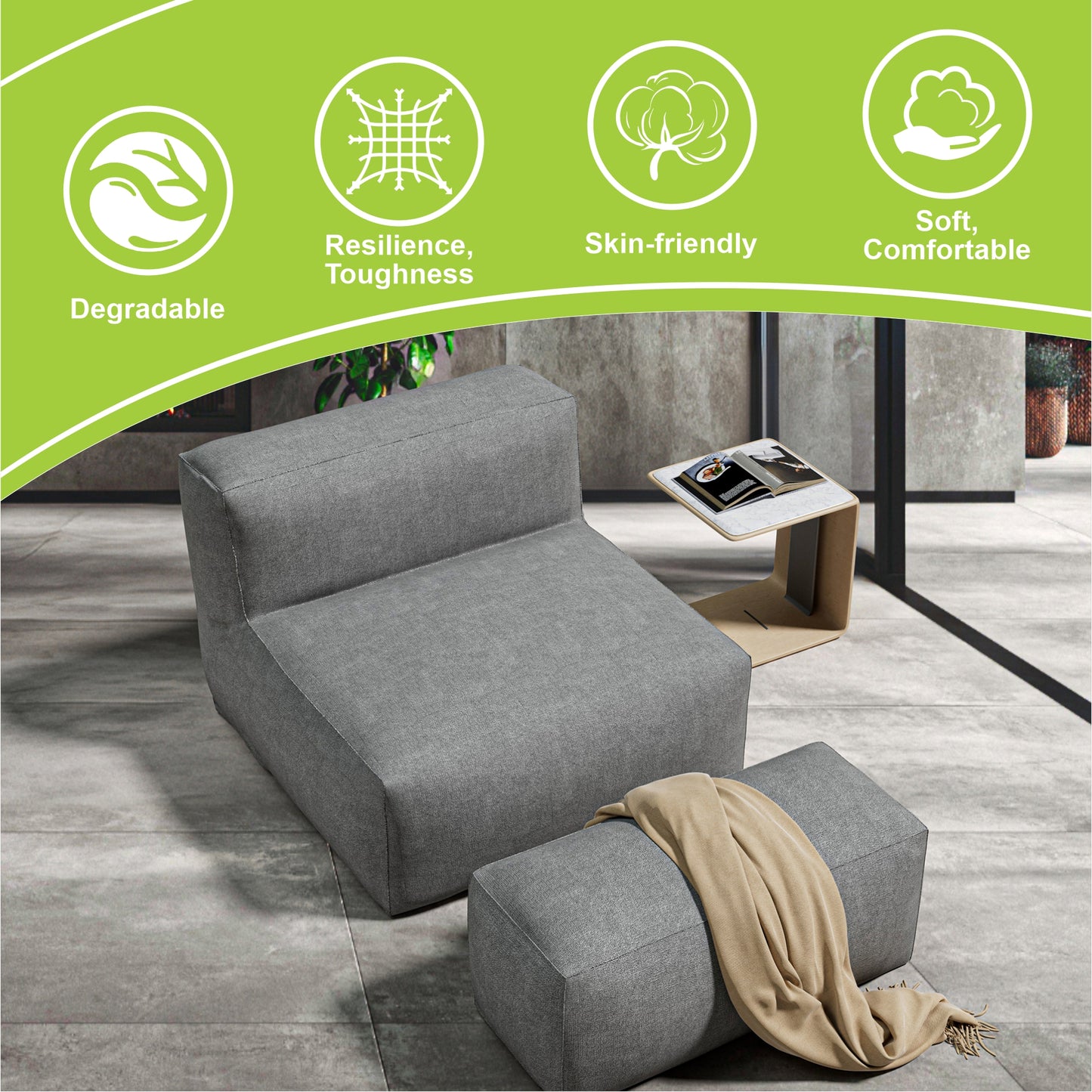 Indoor Lounge Chair with Ottoman Minimalist Design – Nimbus Modular Collection