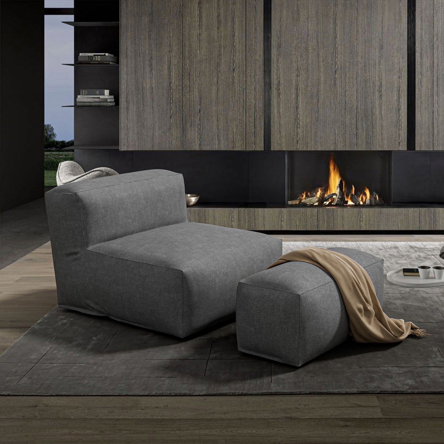 Indoor Lounge Chair with Ottoman Minimalist Design – Nimbus Modular Collection