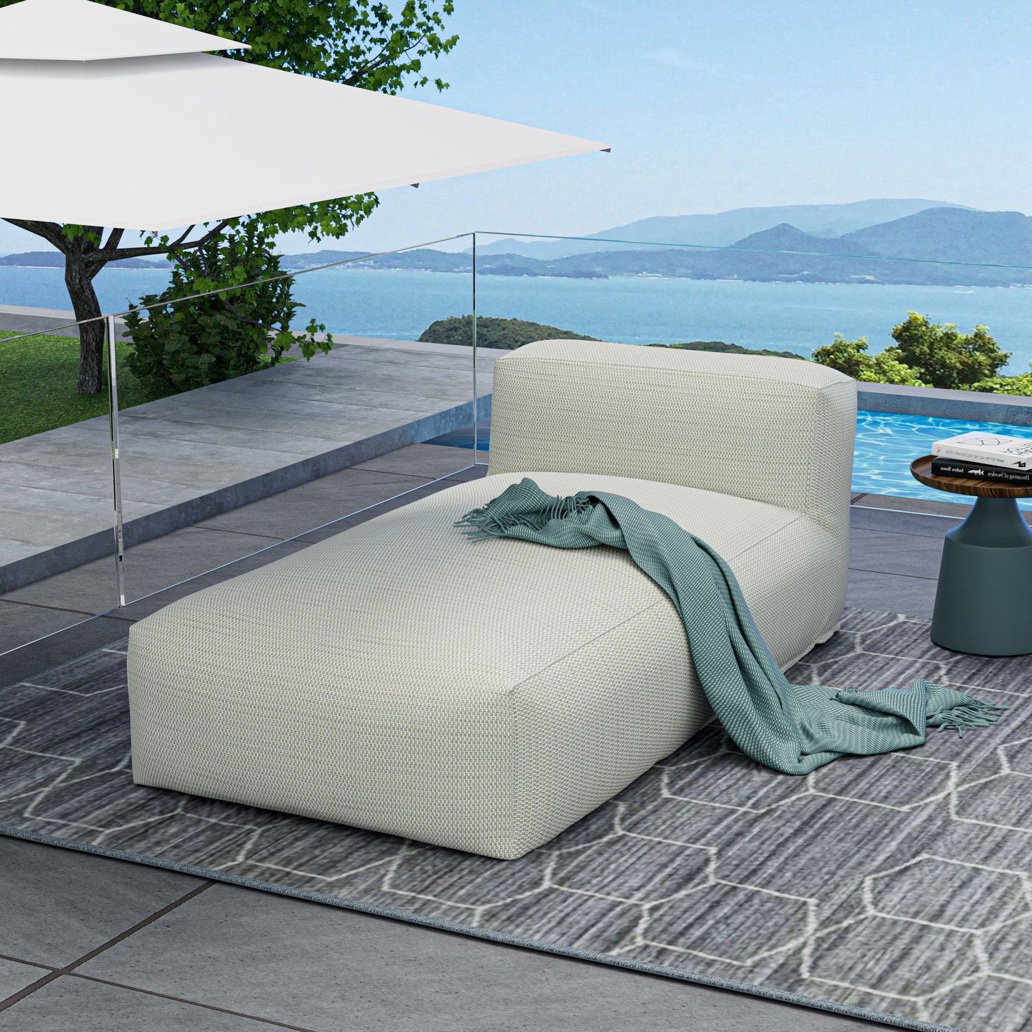Outdoor Lounge Chair with Olefin Water-Repellent Fabric – Available in Two Sizes & Colors