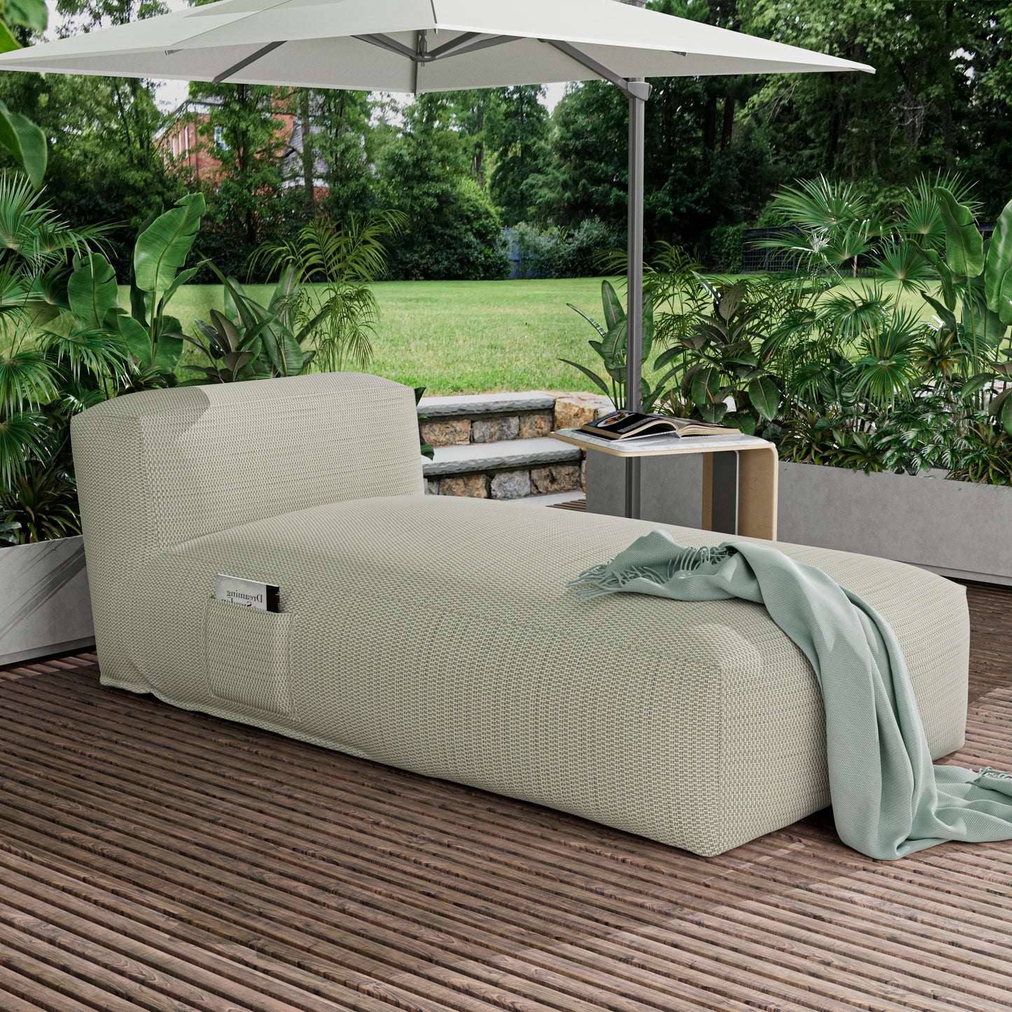 Outdoor Lounge Chair with Olefin Water-Repellent Fabric – Available in Two Sizes & Colors