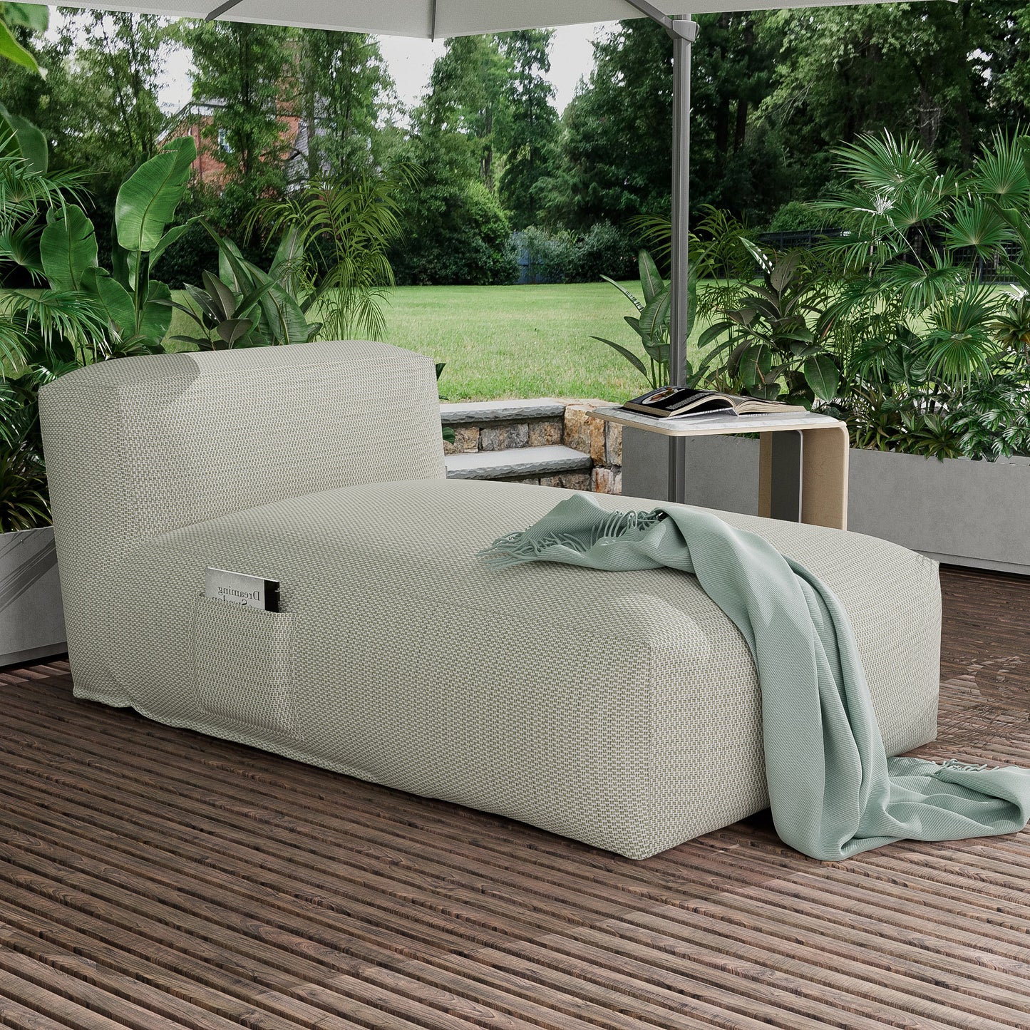 Outdoor Lounge Chair with Olefin Water-Repellent Fabric – Available in Two Sizes & Colors