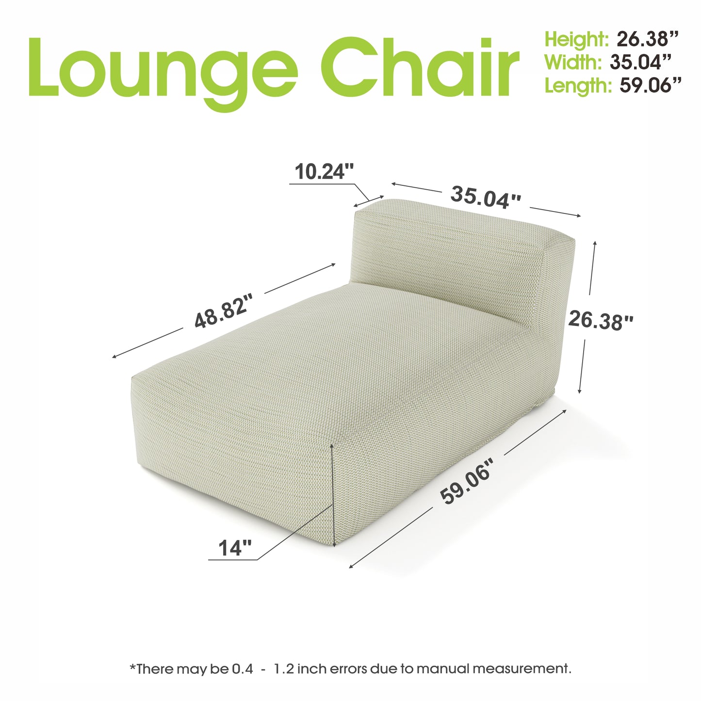 Outdoor Lounge Chair with Olefin Water-Repellent Fabric – Available in Two Sizes & Colors