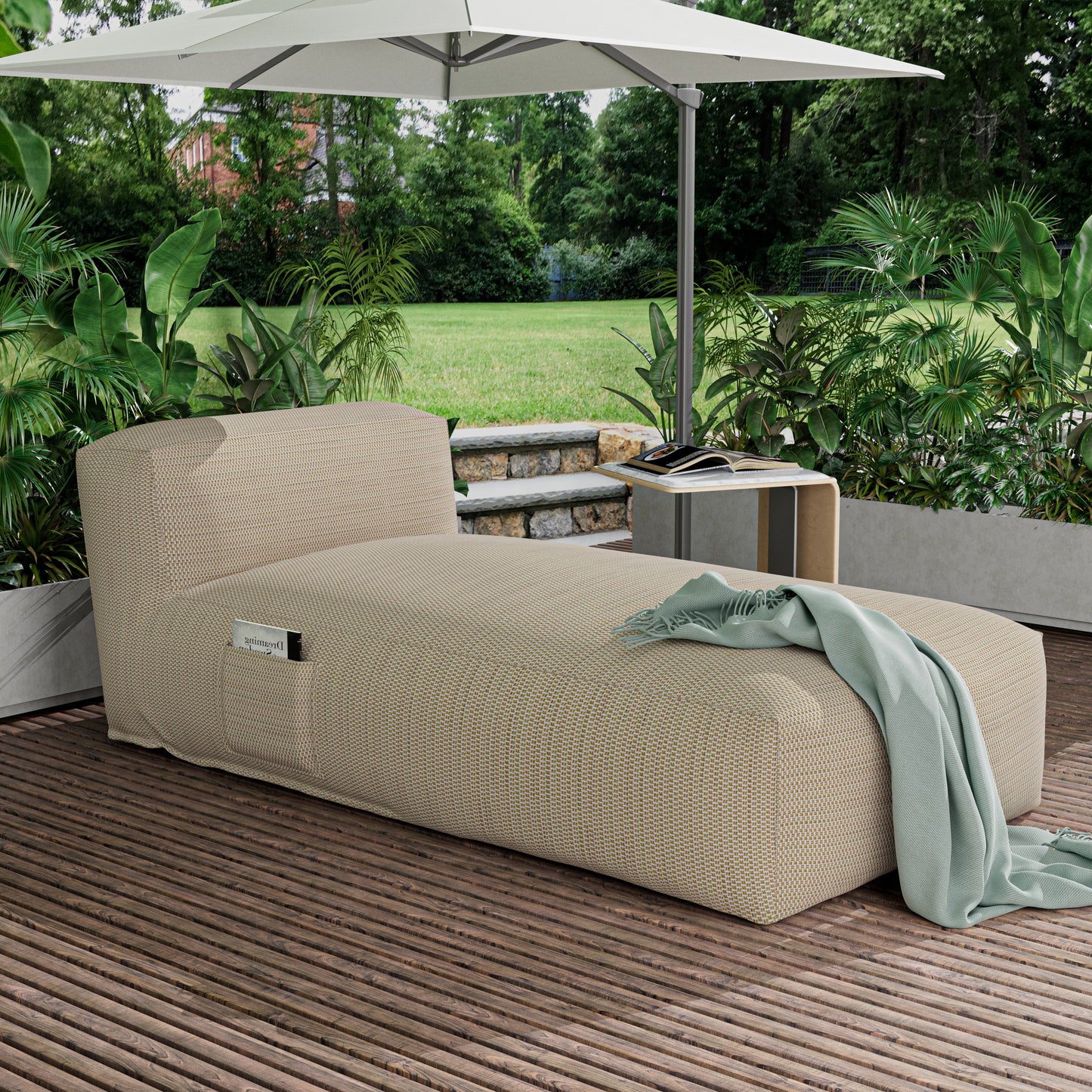 Outdoor Lounge Chair with Olefin Water-Repellent Fabric – Available in Two Sizes & Colors