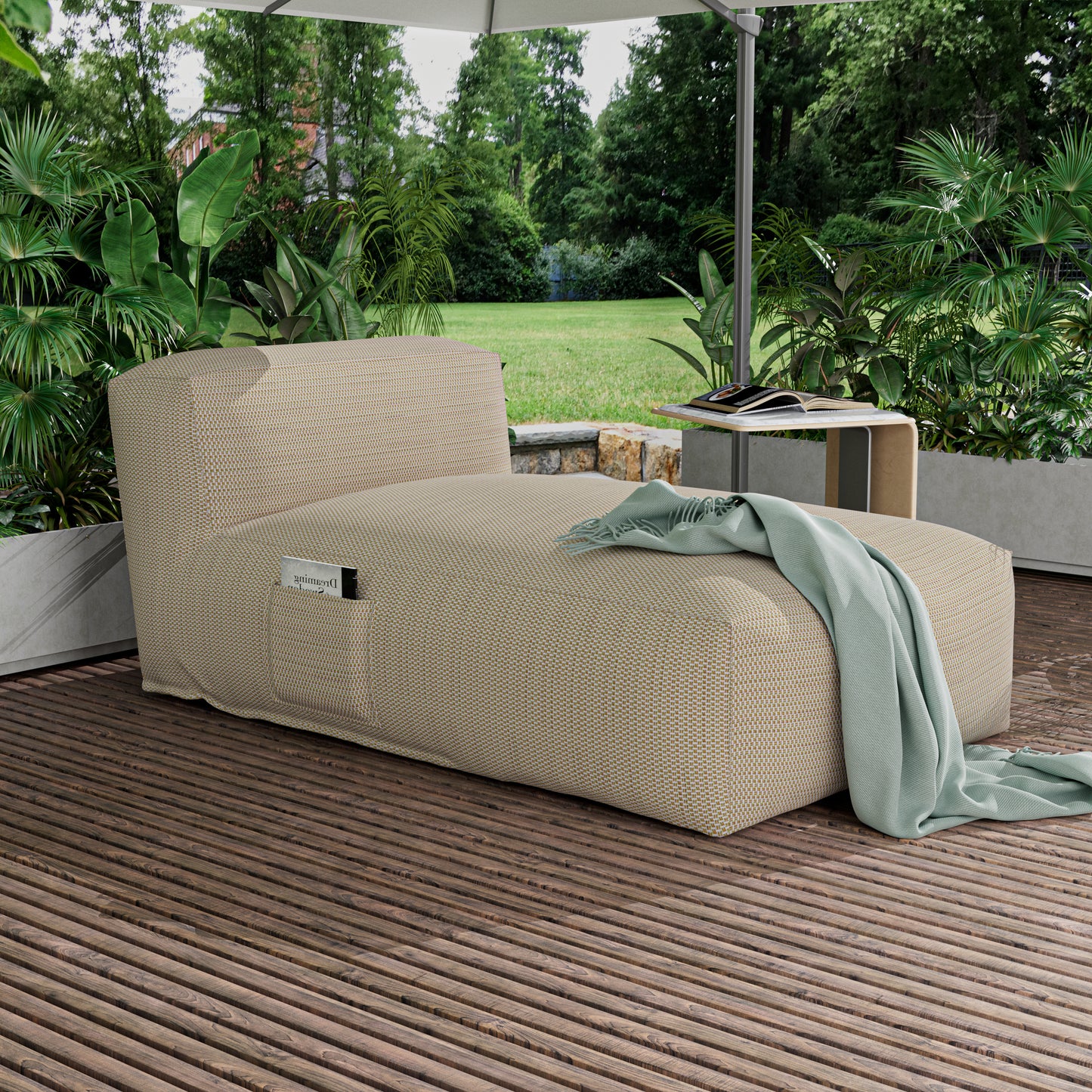 Outdoor Lounge Chair with Olefin Water-Repellent Fabric – Available in Two Sizes & Colors