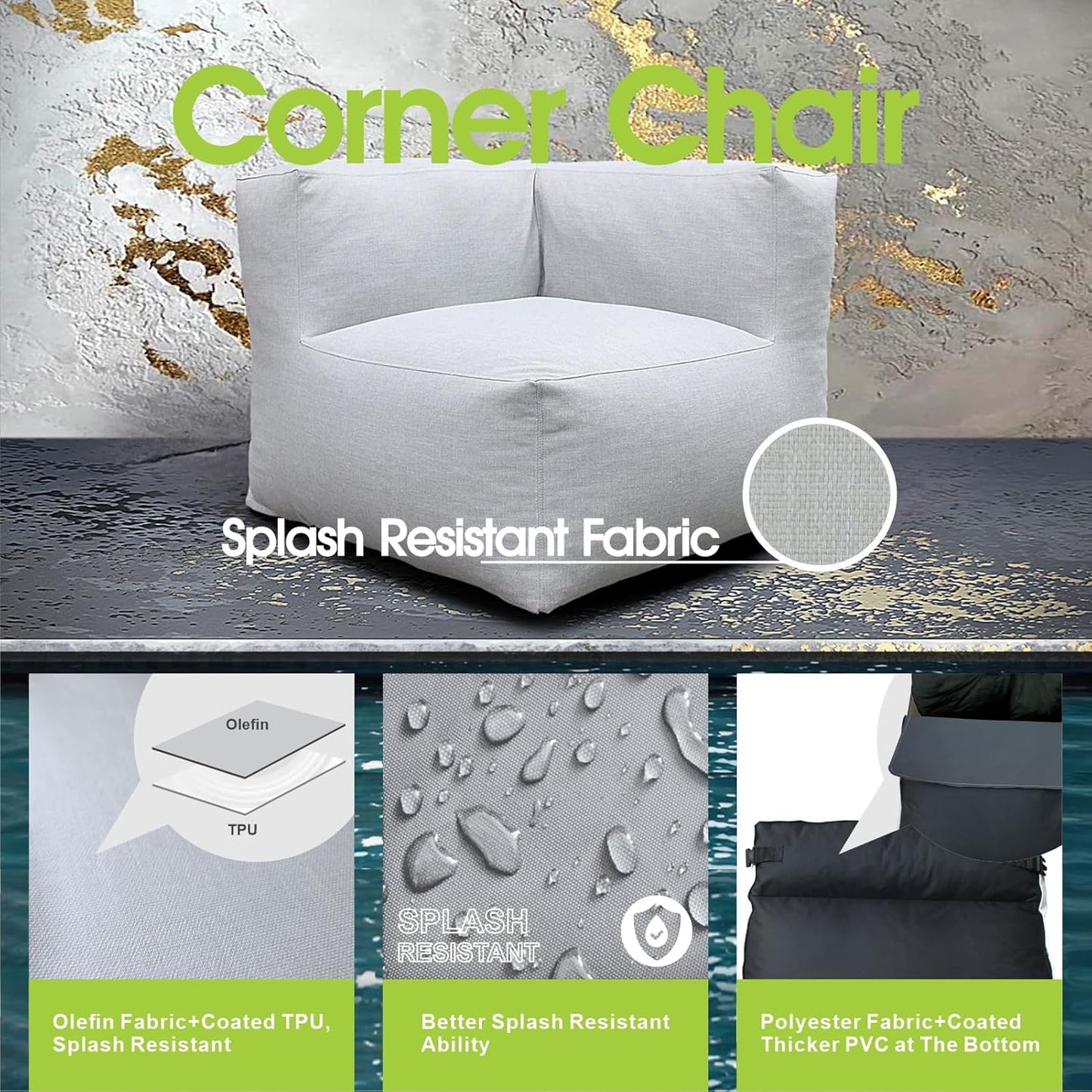 Solara Corner Chair - Outdoor Modular Corner Chair with High-Density Foam