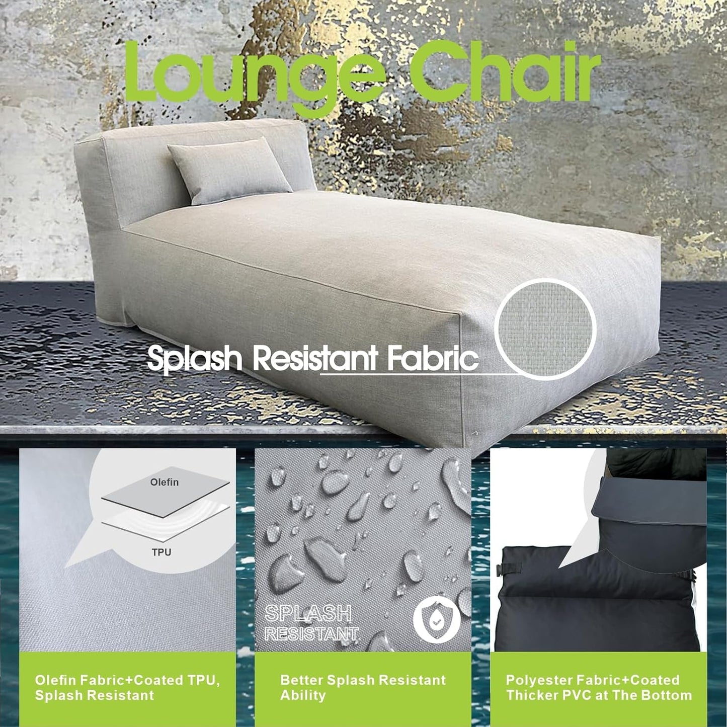 Solara Lounger Chair - Outdoor Modular Lounge Chair with High-Density Foam