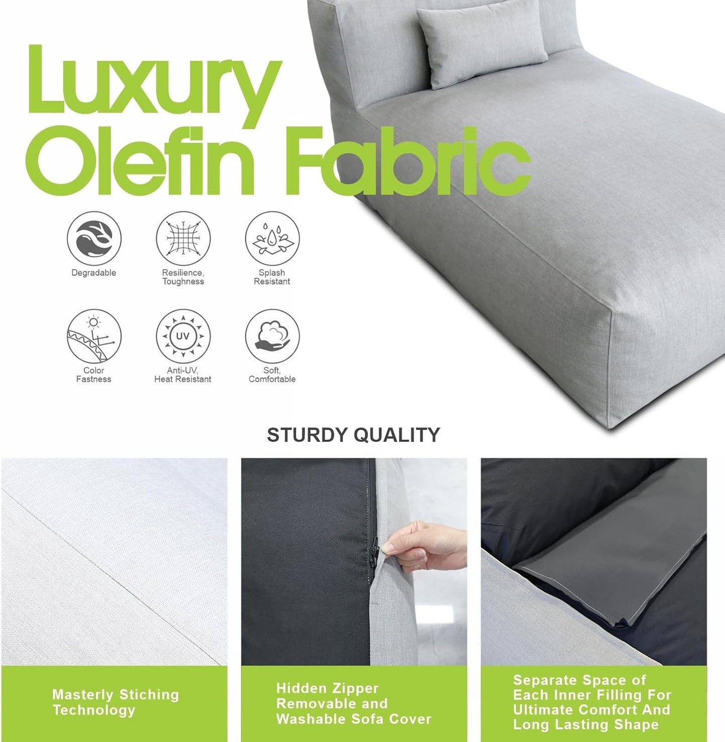 Solara Lounger Chair - Outdoor Modular Lounge Chair with High-Density Foam