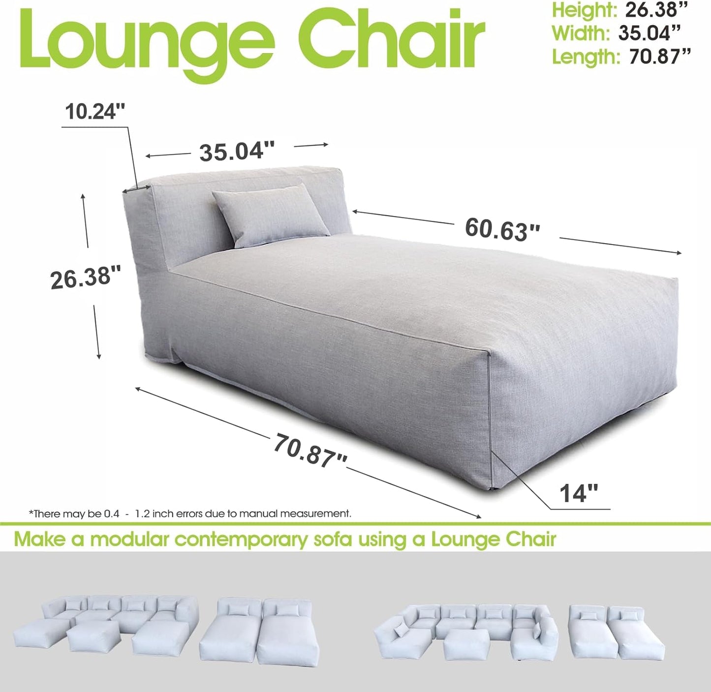Solara Lounger Chair - Outdoor Modular Lounge Chair with High-Density Foam