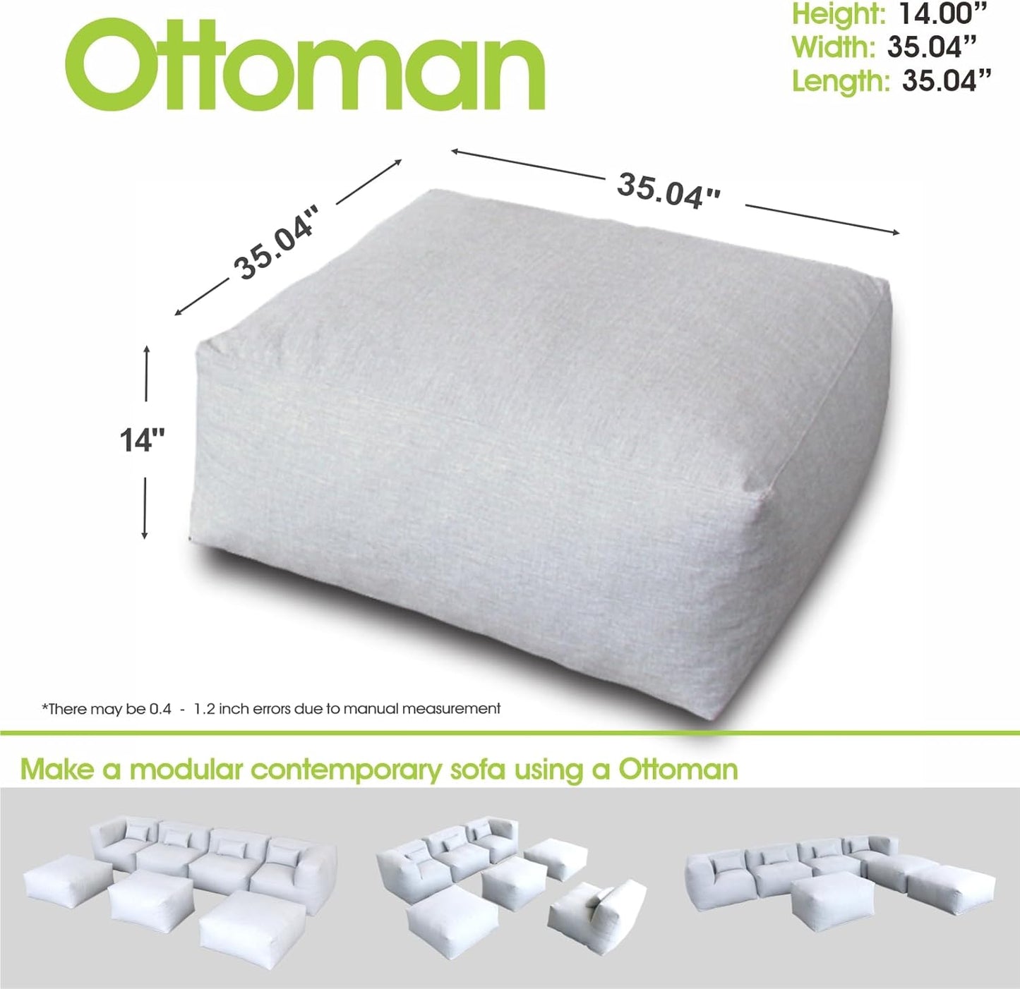Solara Ottoman - Outdoor Modular Ottoman/Table with High-Density Foam
