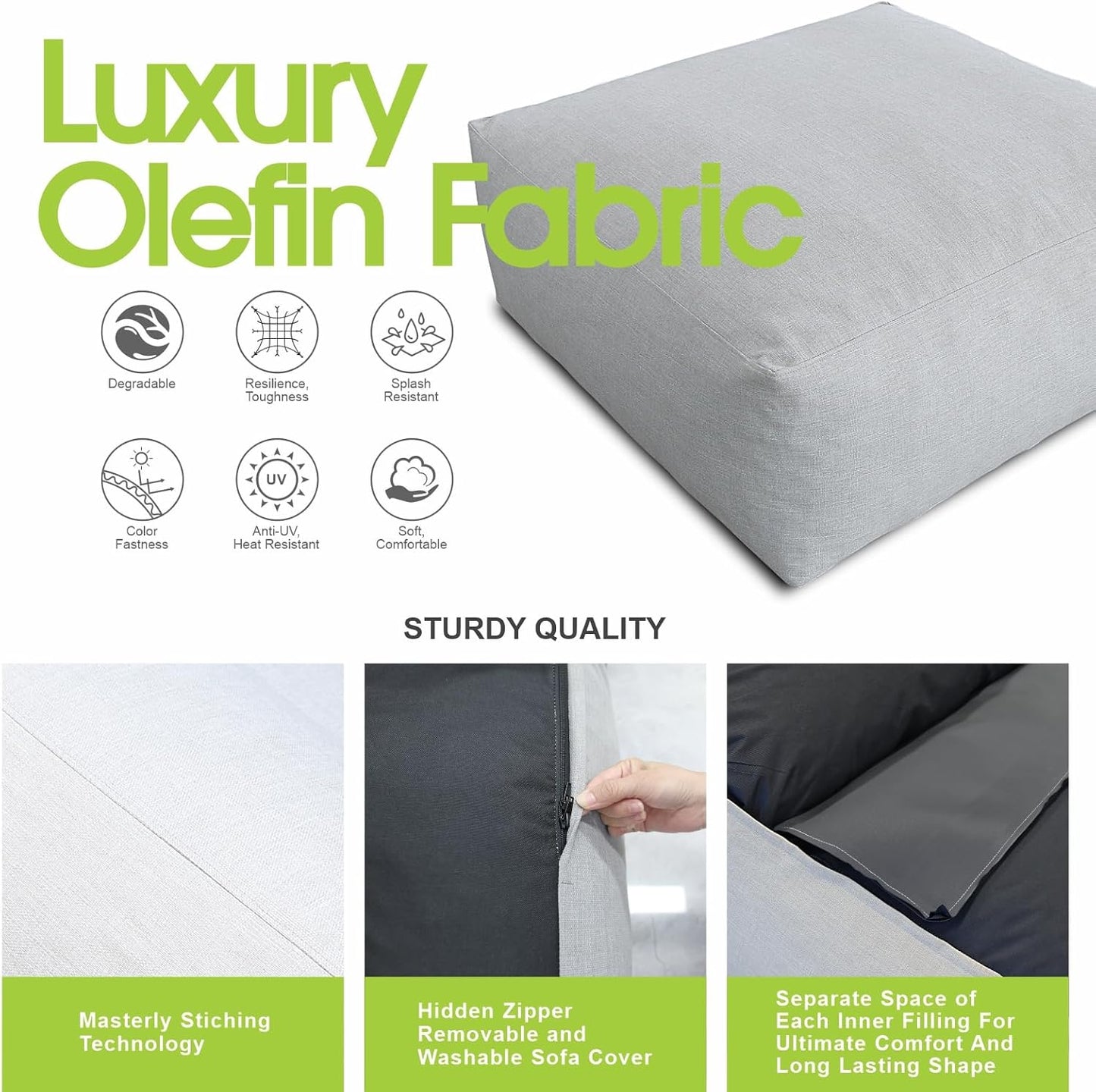 Solara Ottoman - Outdoor Modular Ottoman/Table with High-Density Foam
