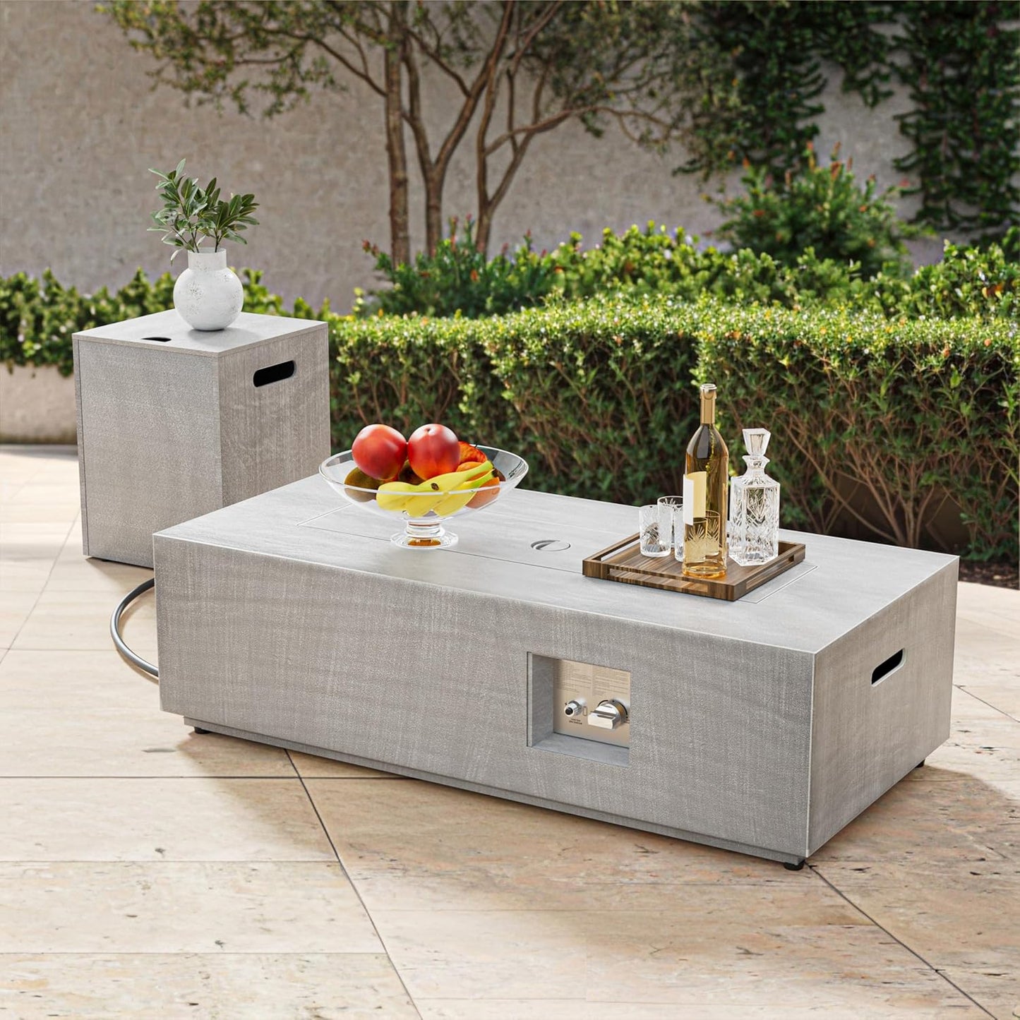 Nova Flame 42" Modern Rectangular Fire Pit Table with Propane Tank Storage