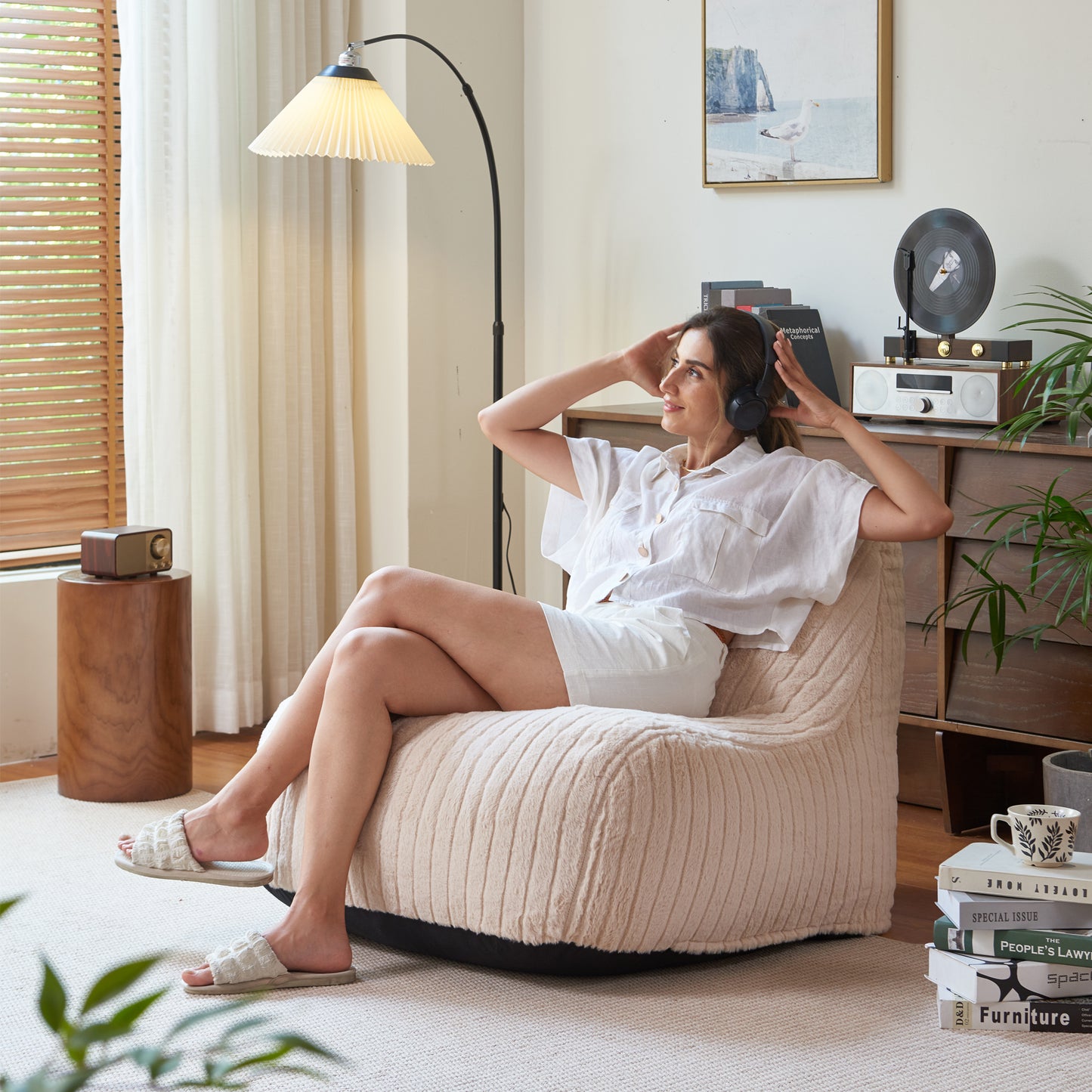Shell-Shaped Bean Bag Chair – For Adults and Kids, Available in 4 Colors