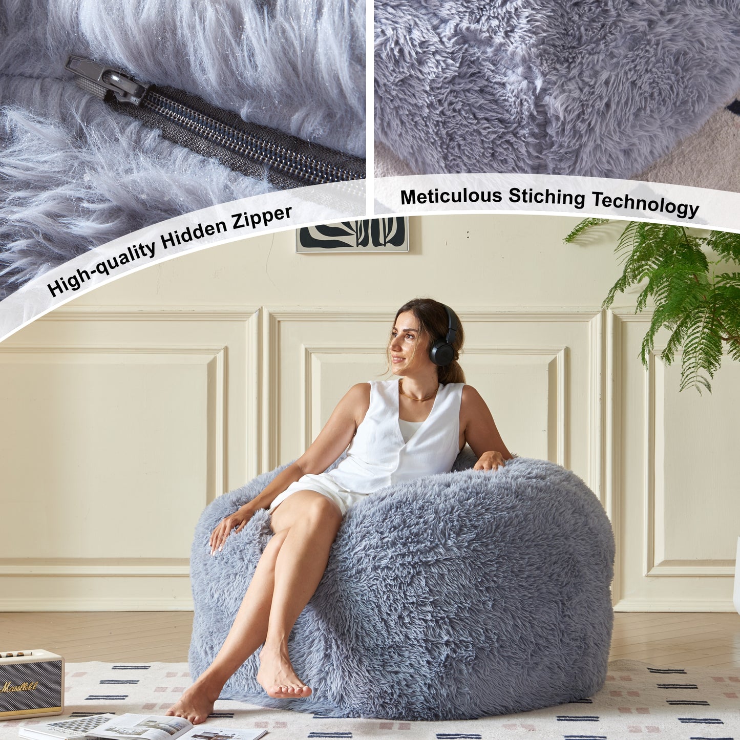 Convertible Bean Bag Bed with Washable Cover – Available in Grey and Pink